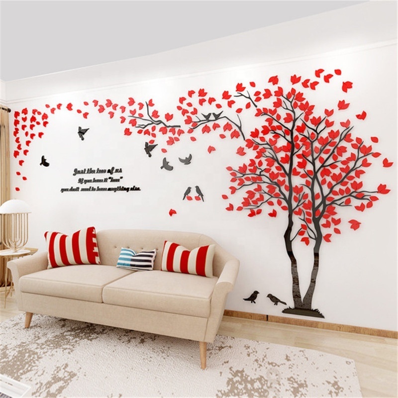 Acrylic 3D Wall Stickers home decor creative wall decals living room lovers tree wall stickers