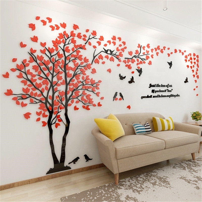 Acrylic 3D Wall Stickers home decor creative wall decals living room lovers tree wall stickers