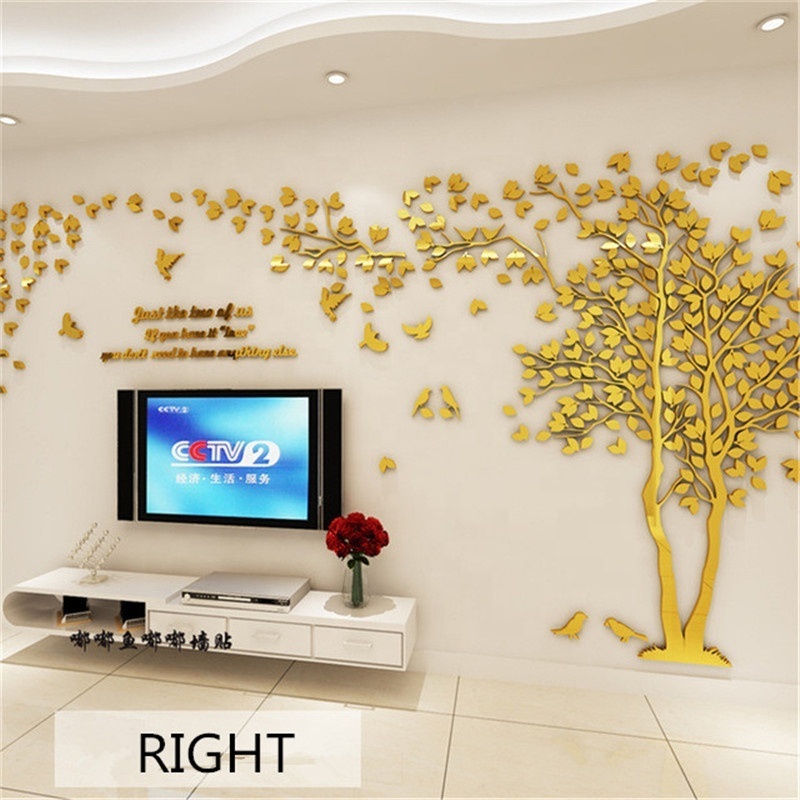 3D Tree Acrylic Mirror Wall Sticker Decals DIY Art TV Background Wall Poster Home Decoration Bedroom Living Room Wallstickers