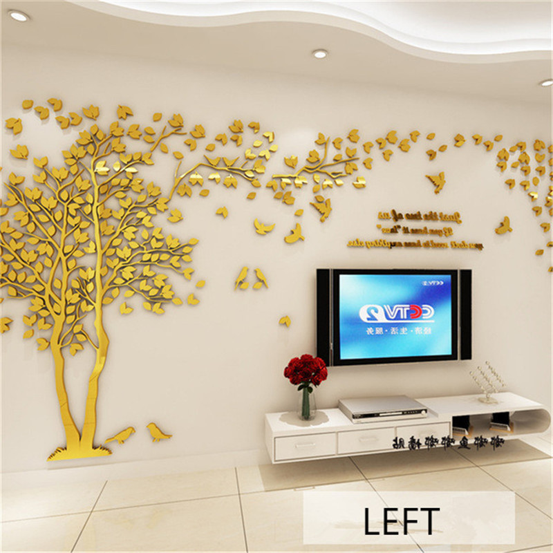 3D Tree Acrylic Mirror Wall Sticker Decals DIY Art TV Background Wall Poster Home Decoration Bedroom Living Room Wallstickers