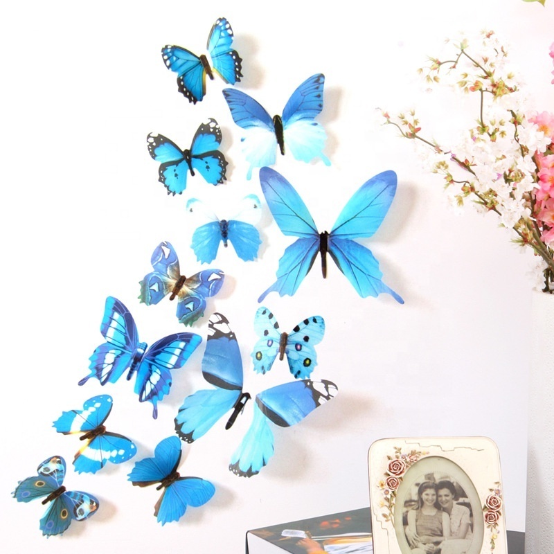 12Pcs/Set Decals Stickers Butterflies Wall Sticker New Year Home Decorations 3D Butterfly PVC Wallpaper for Living Room