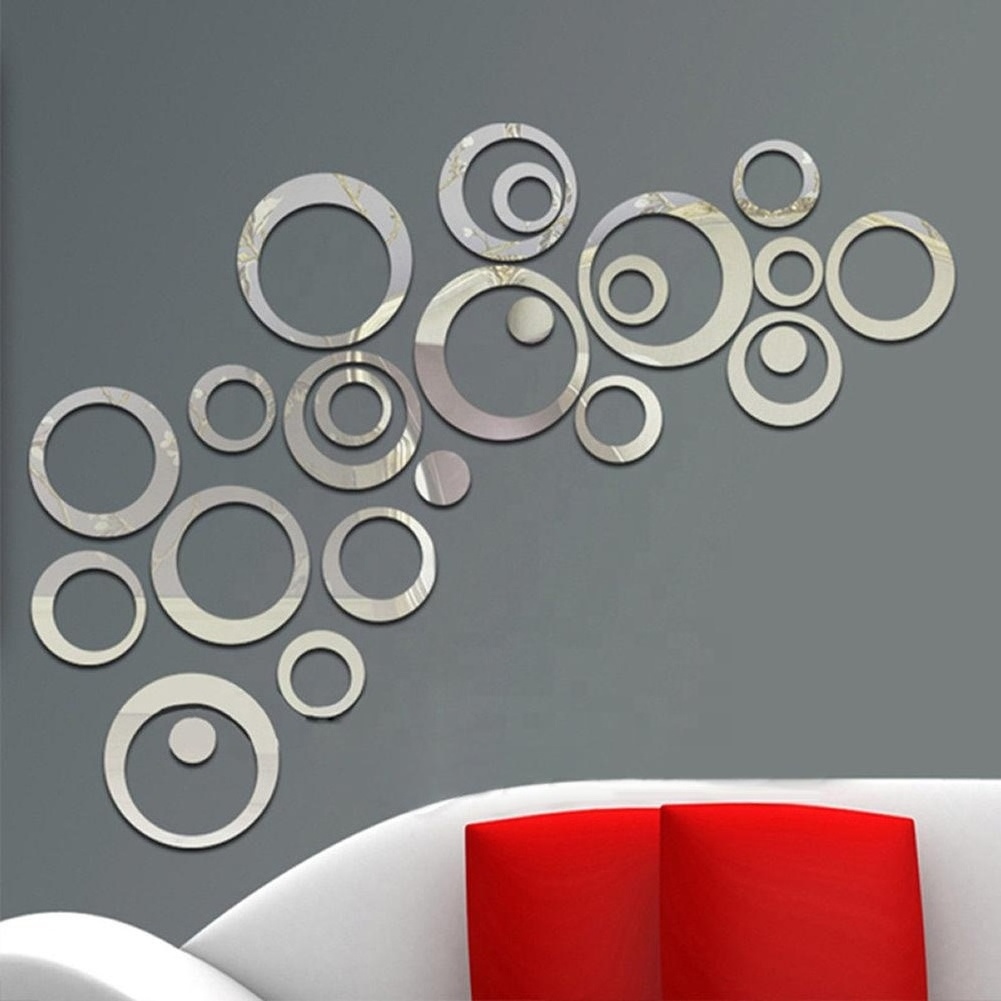 24pcs/set Acrylic Mirror Surface Polka Dots Circle Wall Sticker Home Decor Living Room Bedroom Decoration Poster Round Art Mural