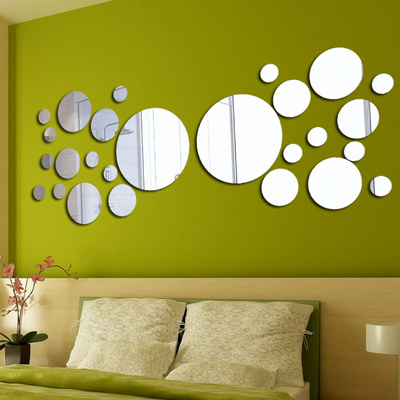 3D Modern Wall Stickers Removable Acrylic Decals For Home Decoration Sofa TV Background Large Circle Mirror Stickers