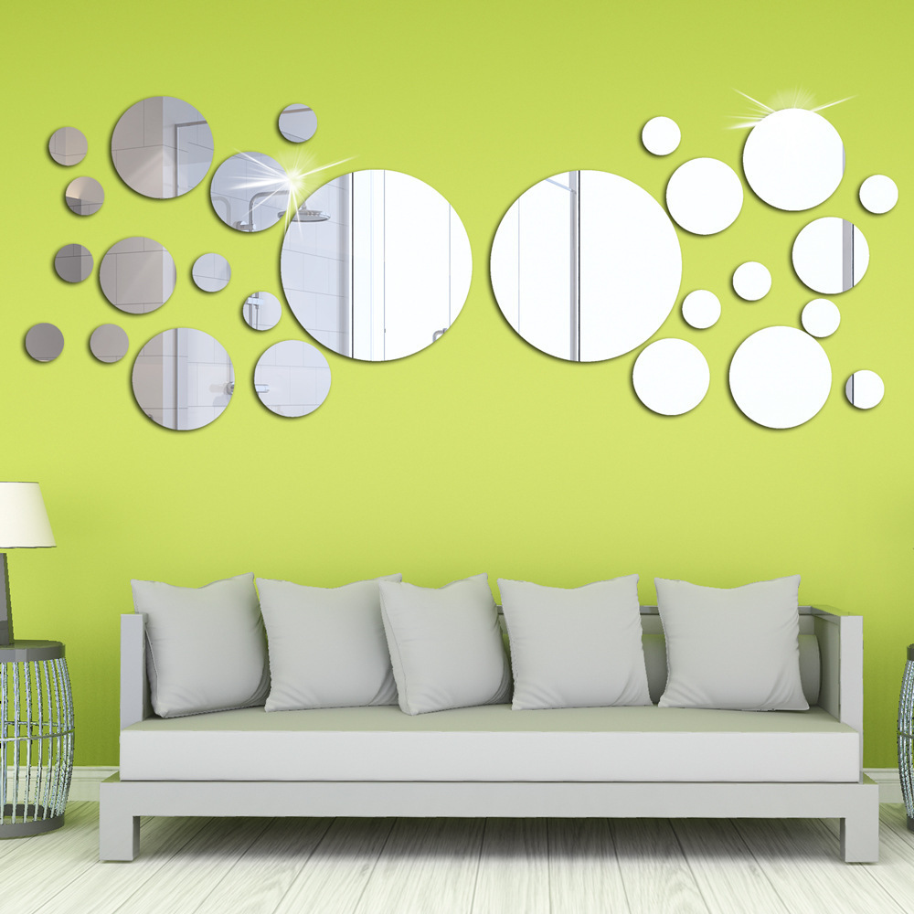 3D Modern Wall Stickers Removable Acrylic Decals For Home Decoration Sofa TV Background Large Circle Mirror Stickers