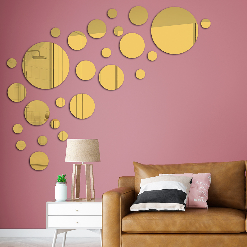 3D Modern Wall Stickers Removable Acrylic Decals For Home Decoration Sofa TV Background Large Circle Mirror Stickers