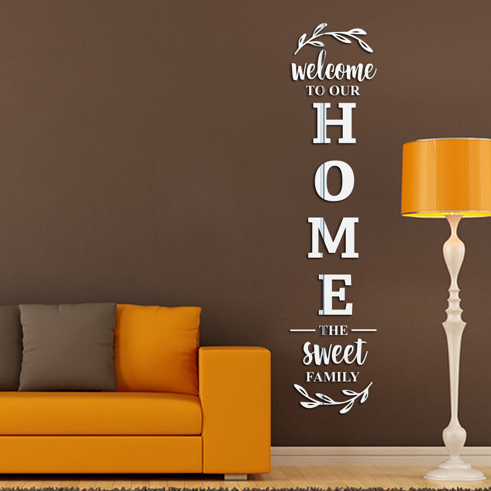 Family Home Wallpaper Decals 3D Mirror Sticker Custom Lettering Words Living Room Backdrop Decorative DIY Wall Mirror Stickers