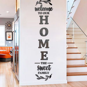 Family Home Wallpaper Decals 3D Mirror Sticker Custom Lettering Words Living Room Backdrop Decorative DIY Wall Mirror Stickers