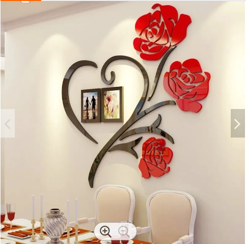 DIY Wall Poster Picture Frame Home Bedroom Wall Stick Multi-Pieces Rose Flower Pattern 3D Acrylic Decoration Wall Sticker