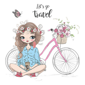 Children Stickers For Bedroom Wall Cute Cartoon Bike and Girl Room Design Flower Wall Stickers Princess Decorations Wall Decals