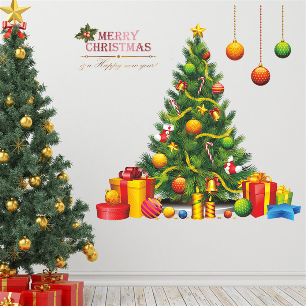 Christmas tree Santa Claus Wall Stickers Christmas decorations New Year Glass window stickers Home Decor Art Decals Wallpaper