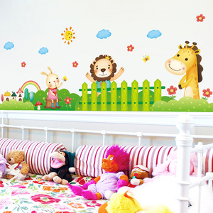 Cartoon Animal Wall Stickers Wall Decals for Kids Room Decoration Elephant Lion Giraffe Wall Stickers for Baby Room Door Decor