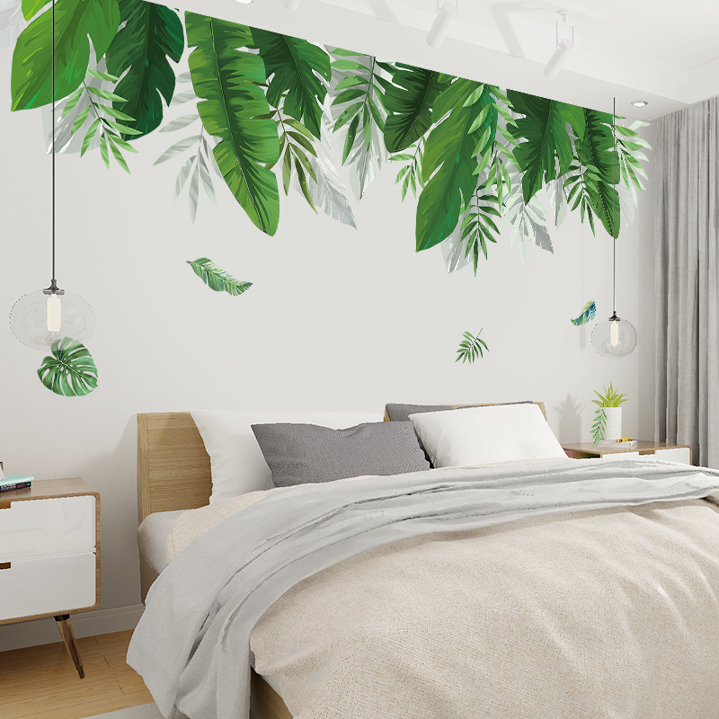 Nordic Green Plant Tree Wall Stickers for Living Room TV Background Home Decor Art Removable PVC Eco-friendly Decals Murals