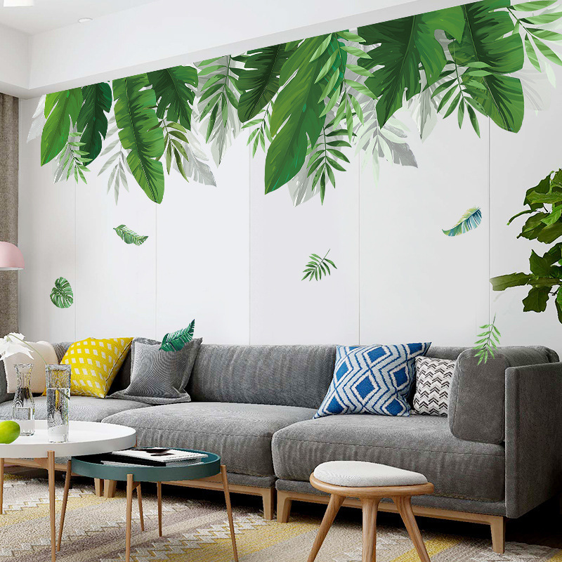 Nordic Green Plant Tree Wall Stickers for Living Room TV Background Home Decor Art Removable PVC Eco-friendly Decals Murals