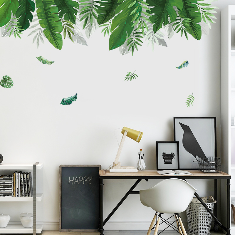 Nordic Green Plant Tree Wall Stickers for Living Room TV Background Home Decor Art Removable PVC Eco-friendly Decals Murals