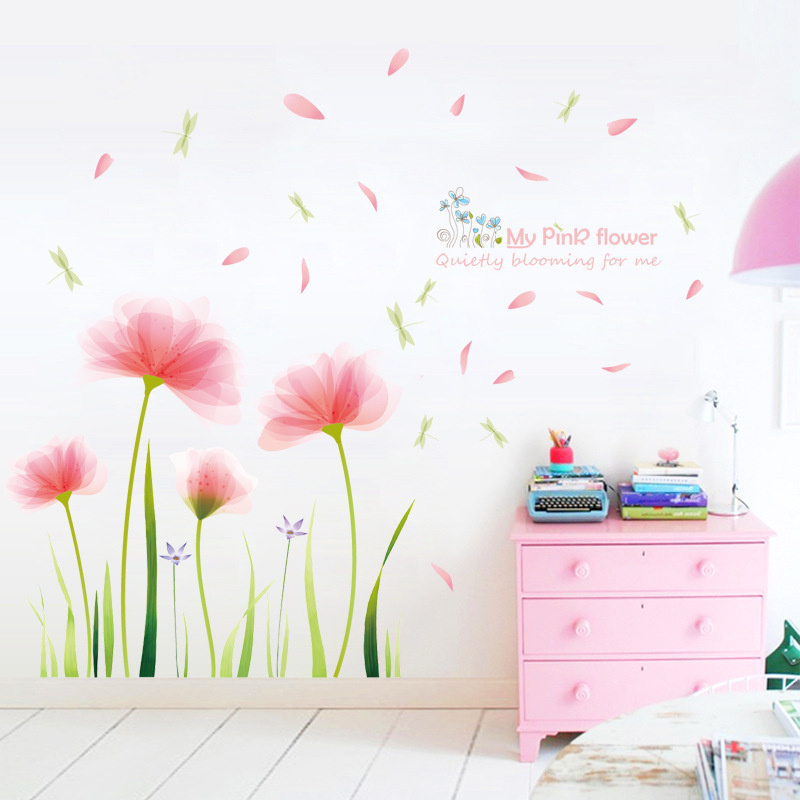 New Creative Flower Wall Stickers For Living Room Bedroom Baseboard Removable Wall Decals Art Home Decor Plant Sticker