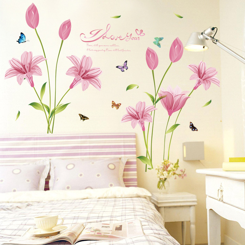 New Creative Flower Wall Stickers For Living Room Bedroom Baseboard Removable Wall Decals Art Home Decor Plant Sticker