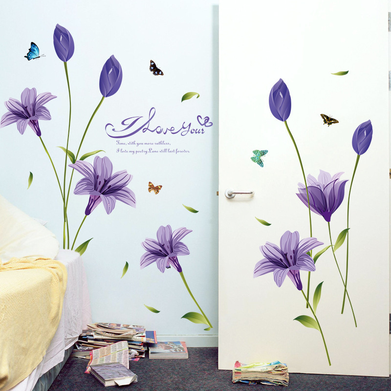 New Creative Flower Wall Stickers For Living Room Bedroom Baseboard Removable Wall Decals Art Home Decor Plant Sticker