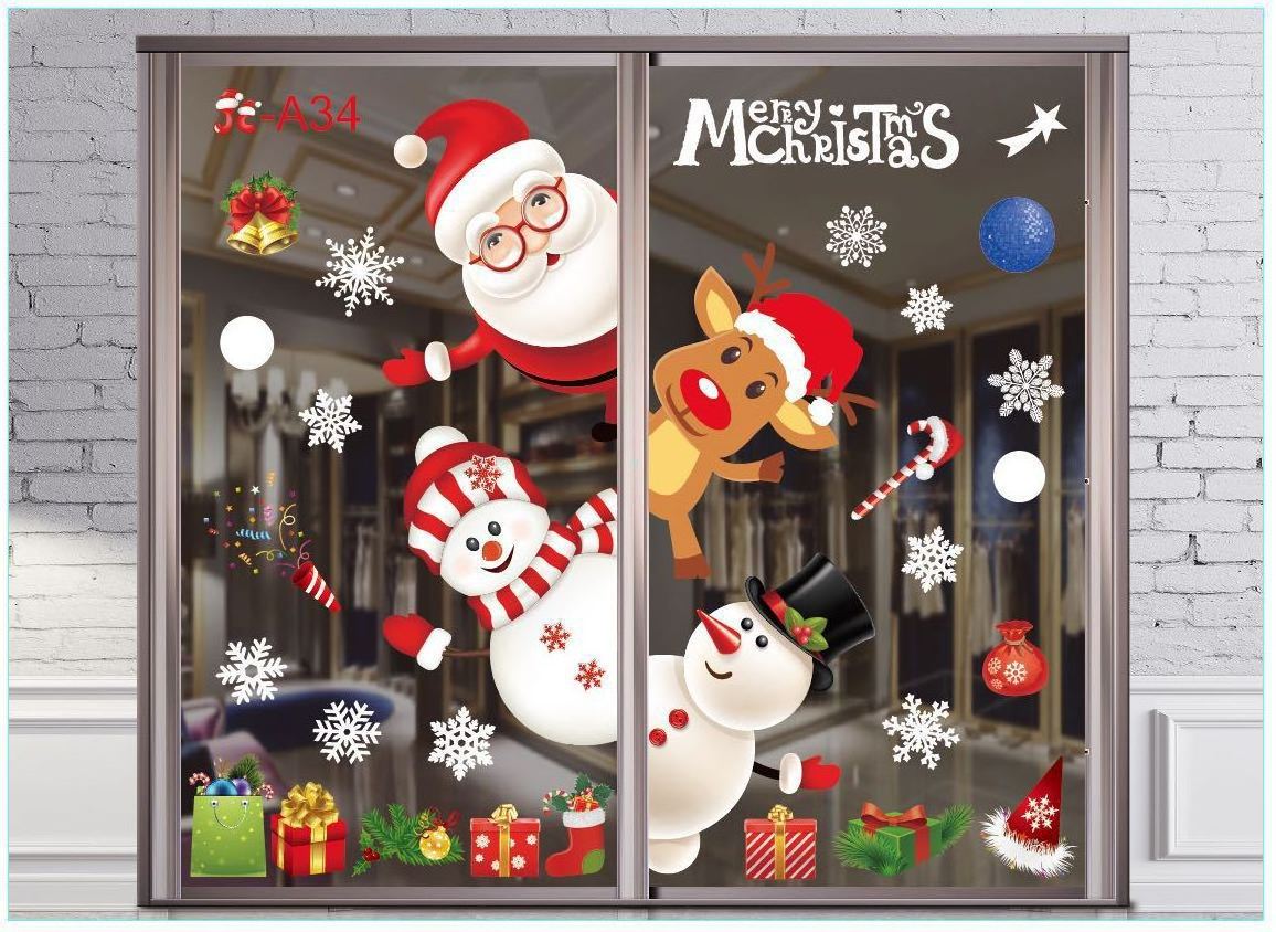 2023 Happy Christmas Sticker Die Cut Customized Snowflakes Pvc Static Cling Display Window Sticker Christmas Decorations