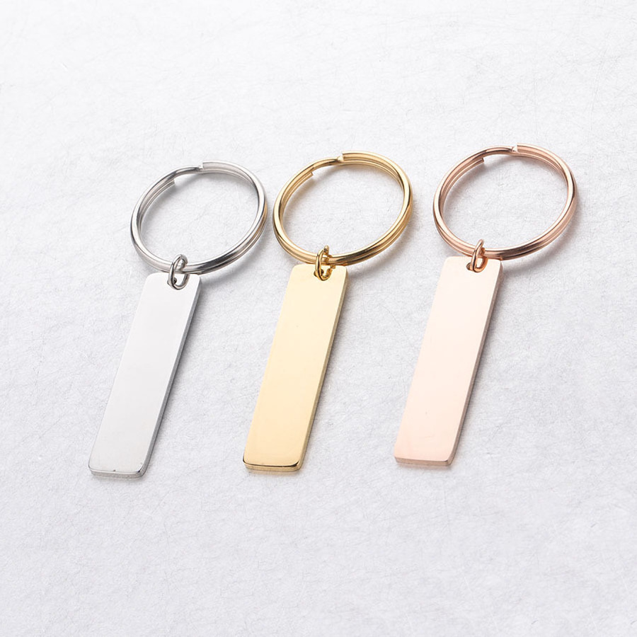 Metal Strip Keychain Mirror Polish Stainless Steel Stamping Blank Keyring For DIY Custom Name Engrave Tags Key chain