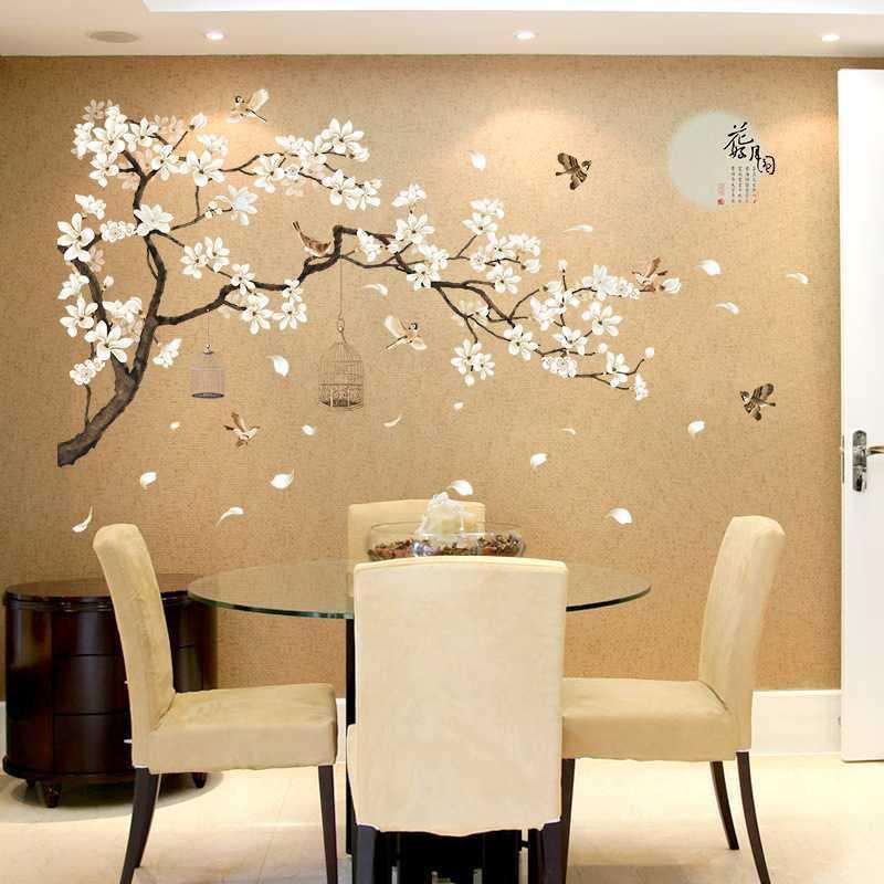 Home decor PVC self adhesive removable bedroom large 3d white tree wall sticker