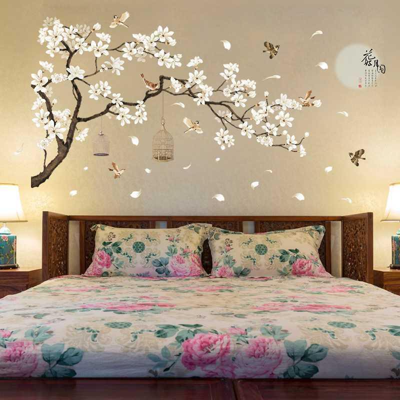 Home decor PVC self adhesive removable bedroom large 3d white tree wall sticker