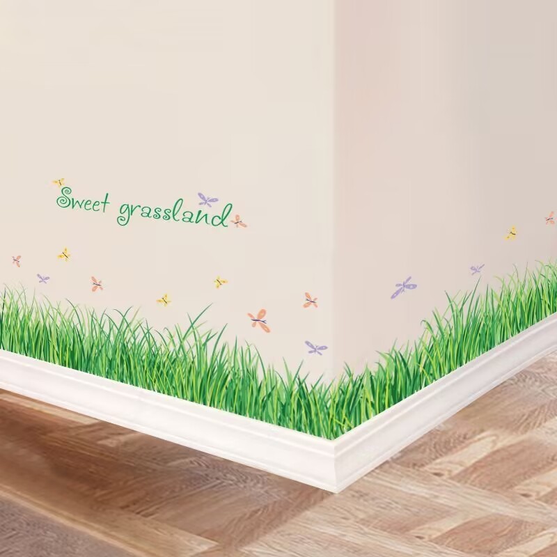 Plants simulation green leaf wall corner decoration skirting line bedroom corridor kitchen self-adhesive wall stickers