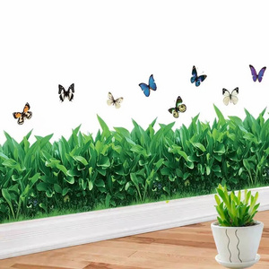 Plants simulation green leaf wall corner decoration skirting line bedroom corridor kitchen self-adhesive wall stickers