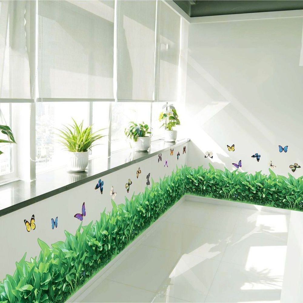 Plants simulation green leaf wall corner decoration skirting line bedroom corridor kitchen self-adhesive wall stickers