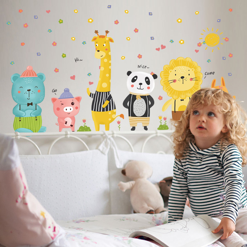 Home decor self adhesive waterproof vinyl Cartoon Animal Children's Room wall sticker