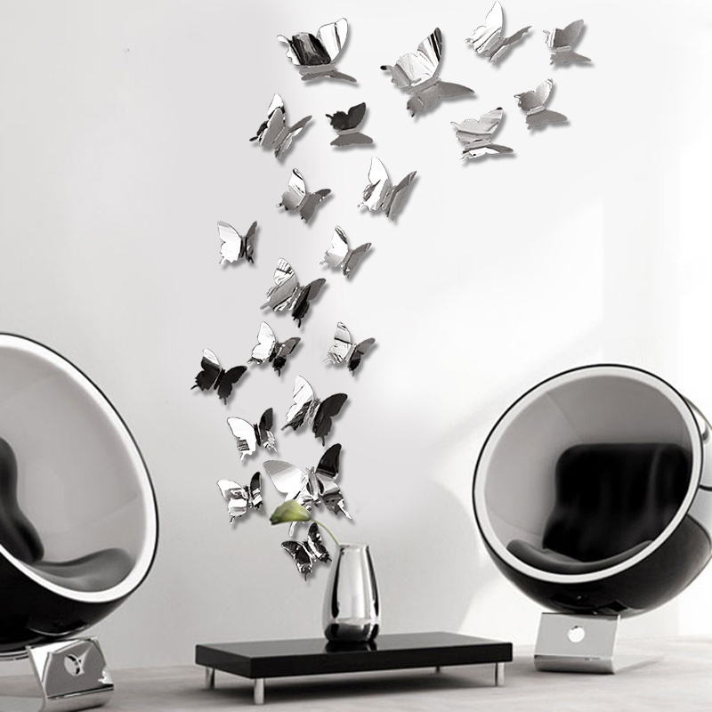 3D Mirror Wall Sticker Removable DIY Wall Decor Butterfly Wall Decal Art for Home Party Wedding Decorations