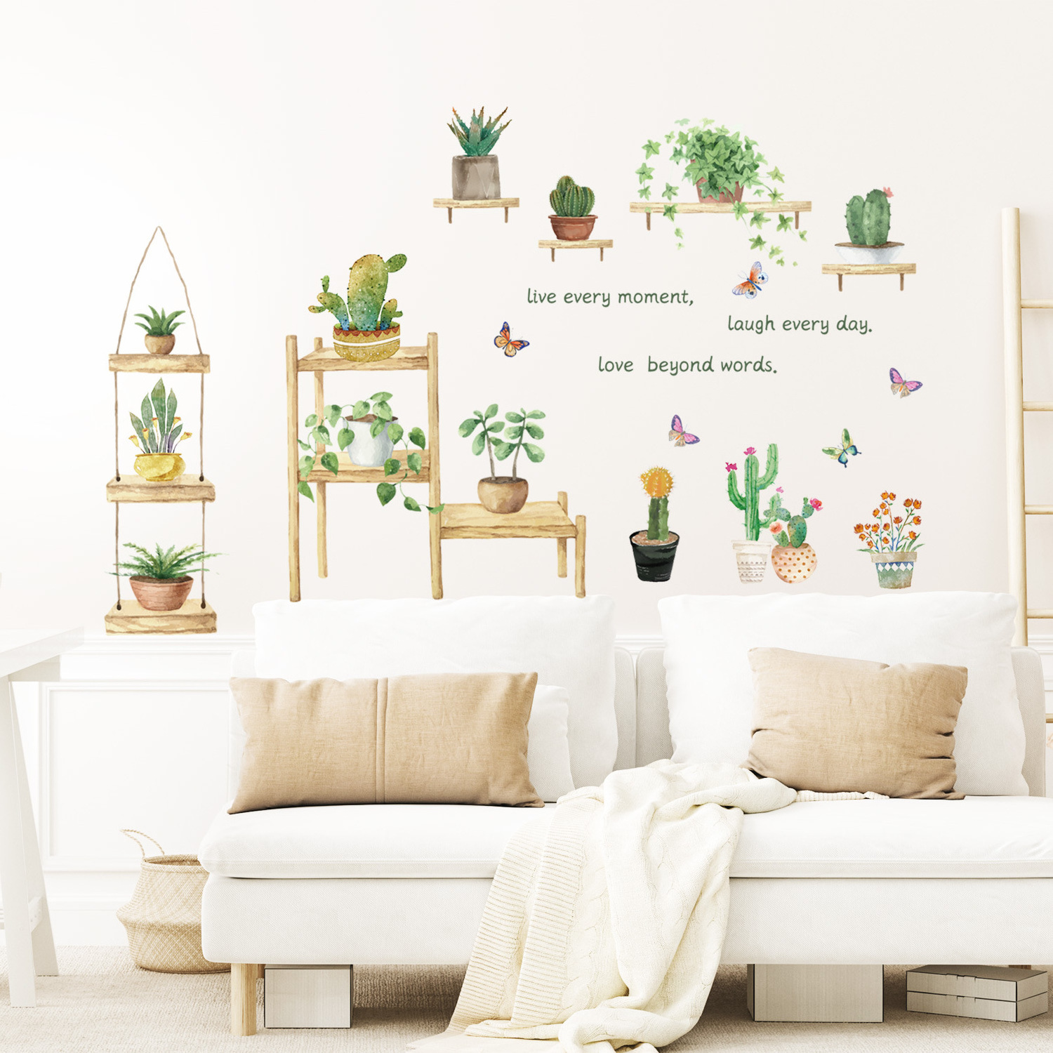 Potted Cactus Wall Sticker Bedroom Living Room TV Sofa Background Decoration Art Decals Home Removable Self Adhesive Stickers