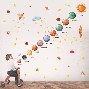 2022 Children Bedroom Kindergarten DIY PVC Decor Sticker Nine Planets Wall Sticker