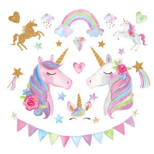 self adhesive home decor cartoon 3d unicorn wall decal sticker kid