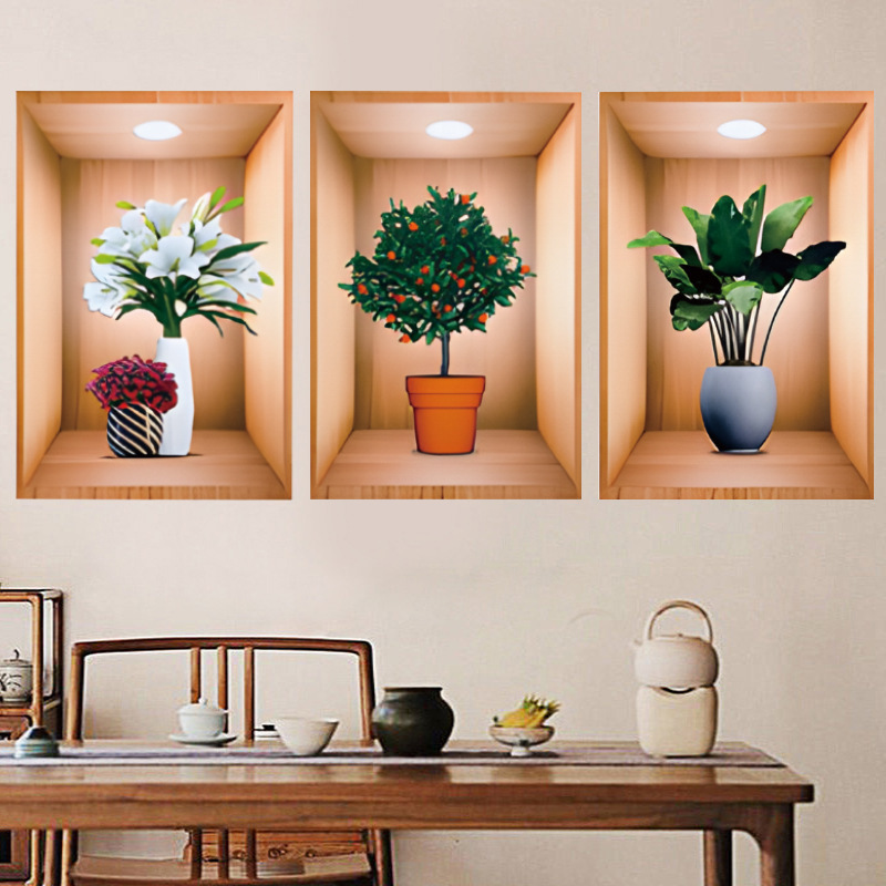 2024 New Hot sales Plant flowers wall sticker 3D photo frame living room sofa background wall decoration self-adhesive sticker