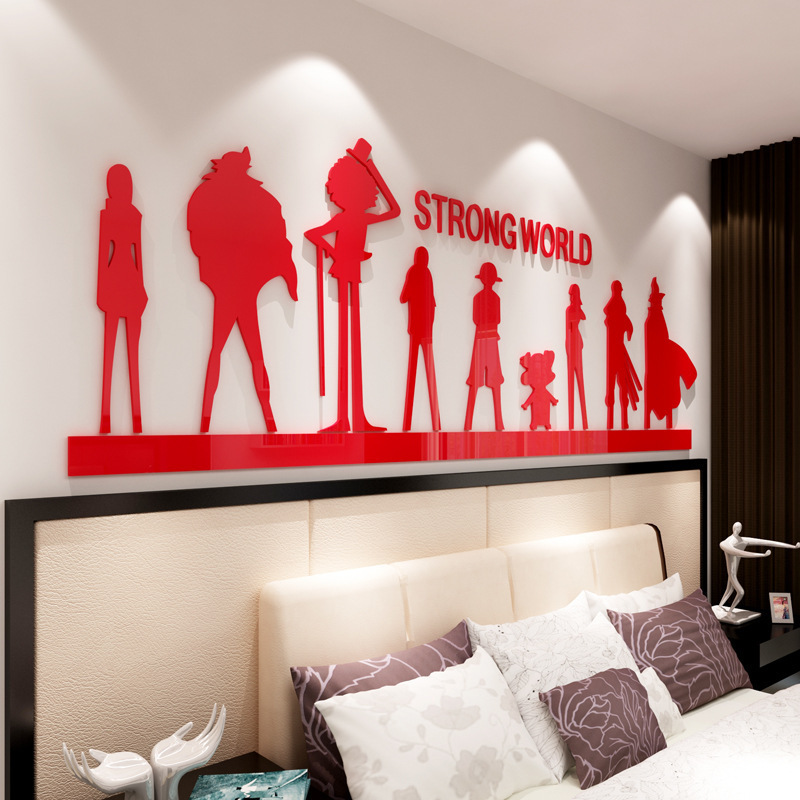 Anime One Piece Creative Wall Stickers Bedroom Living Room Background Wall Mirror Acrylic Children's Room Cartoon Wallpaper