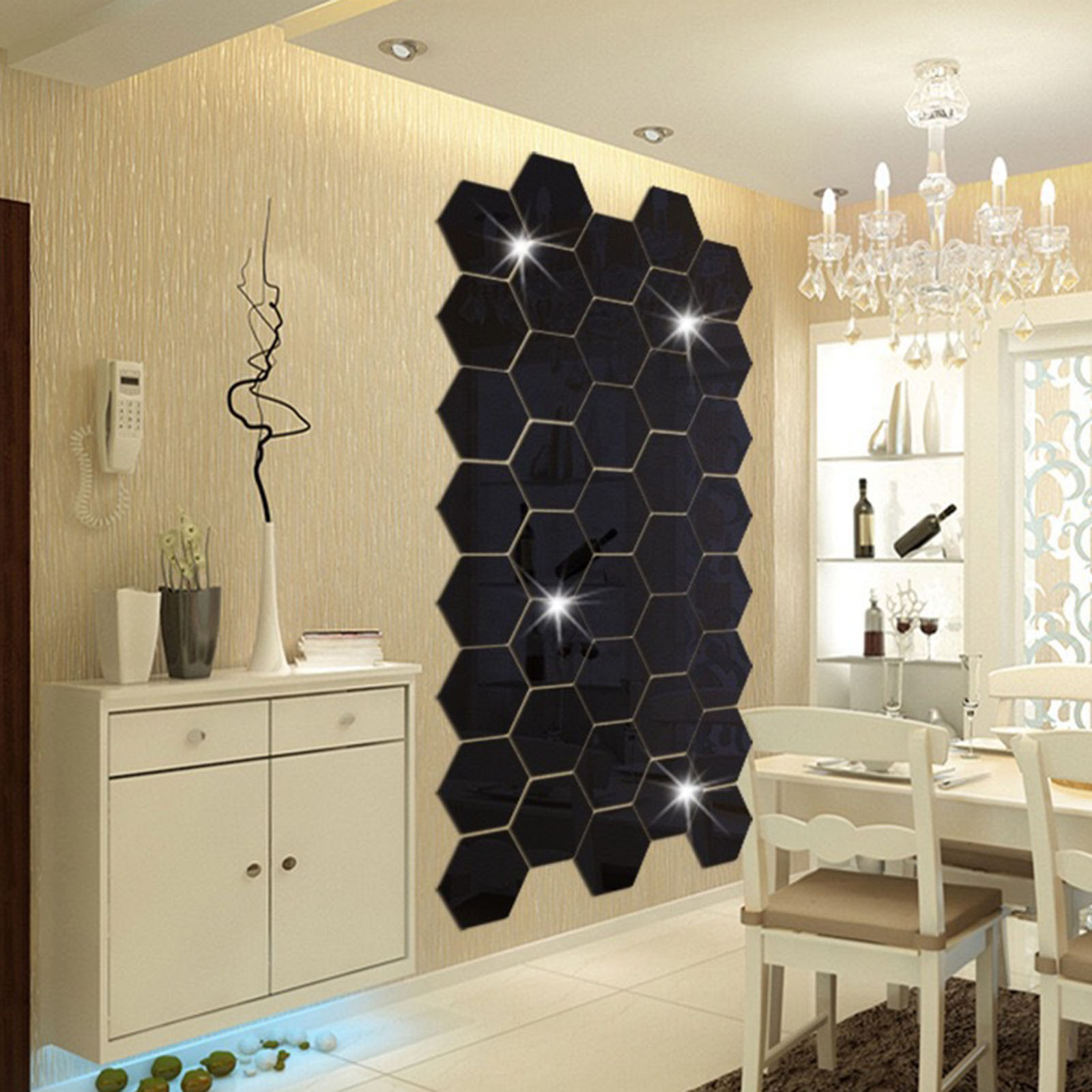 New 3D Self-Adhesive Gold Rectangle Hexagon Mirror Acrylic Wall Sticker Self Adhesive Mirror Laser Golden Acrylic Mirror Sheet