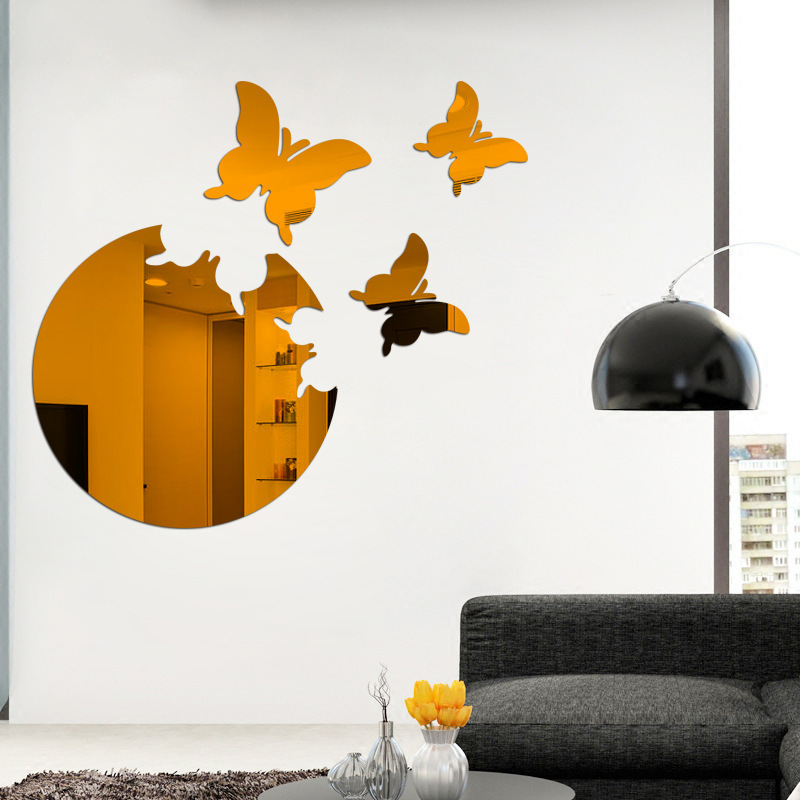 The butterfly 3D mirror acrylic removable modern simple mirror wall stickers for bedroom bathroom decor wall decals