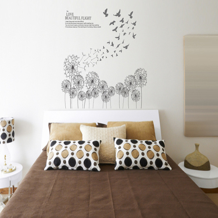 Dandelion Wall Stickers Home Decoration Room Decor DIY Vinyl Wall Decals for Bedroom TV Sofa Background Wallpapers