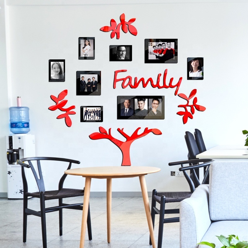 Modern Home Decor Black Photo Frame Tree Wall Stickers Family Tree Wall Decal Wallpaper For Living Room Dining Room Background