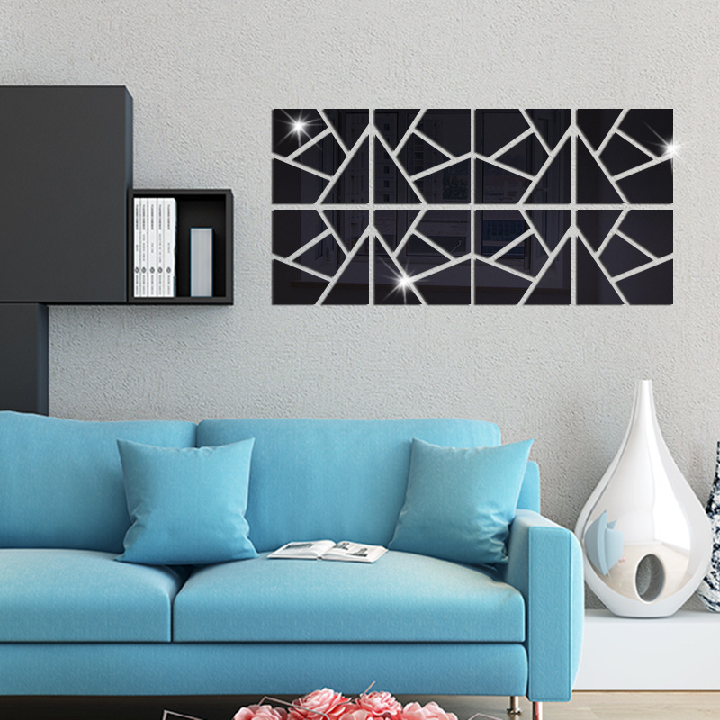 Geometric Acrylic Mirror Sticker for TV Background Home Decor 3D Mirror Wall Stickers Self-adhesive Wall Art Decals