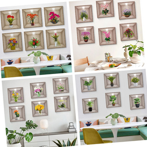 Removable Green Potted Plants Flowers Wall Stickers Bedroom Living Room Decoration Mural Decals Plants Wall Paper Home Decor