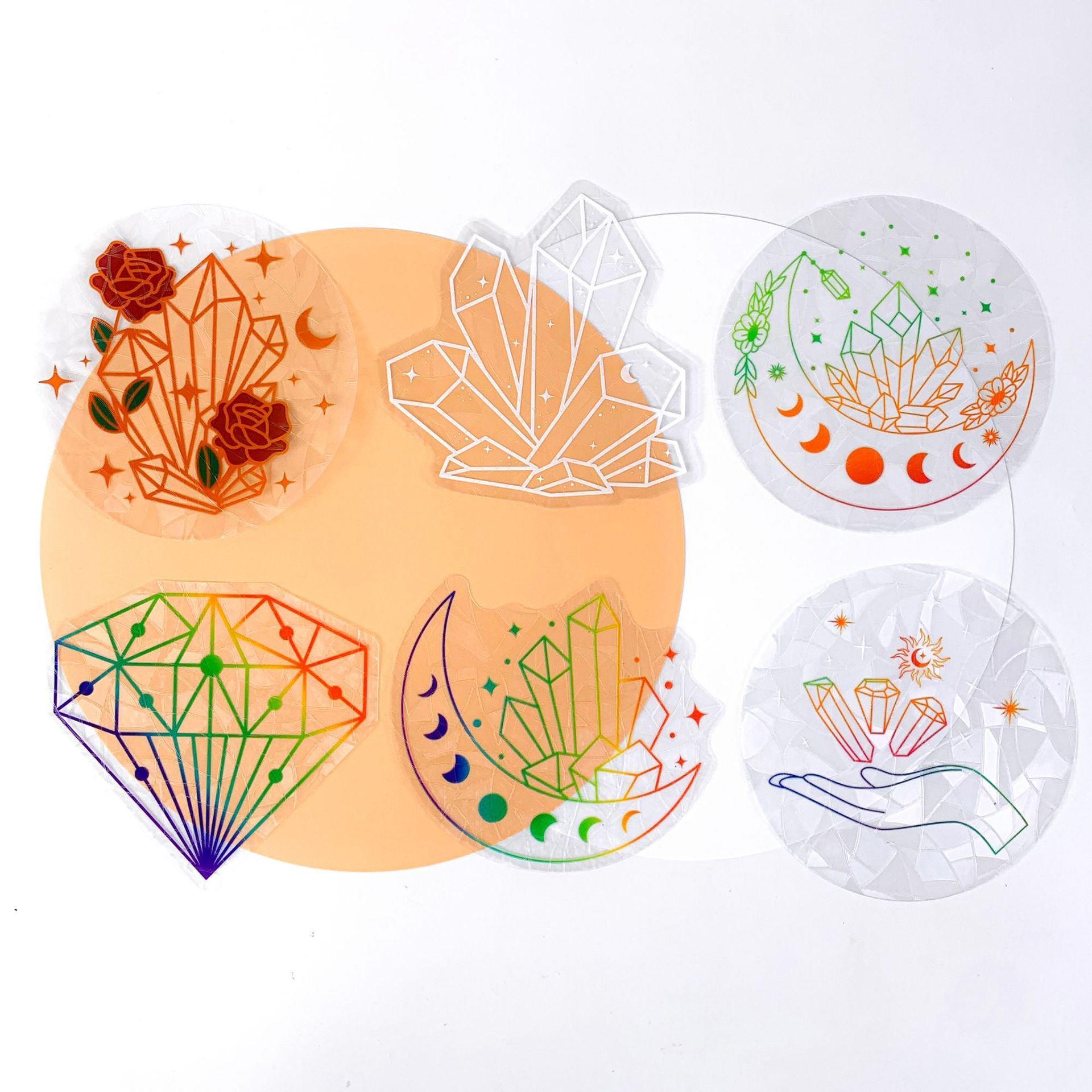 Rainbow 3D window clings for birds Strikes Prism Anti Collision Decals for home sun catcher sticker