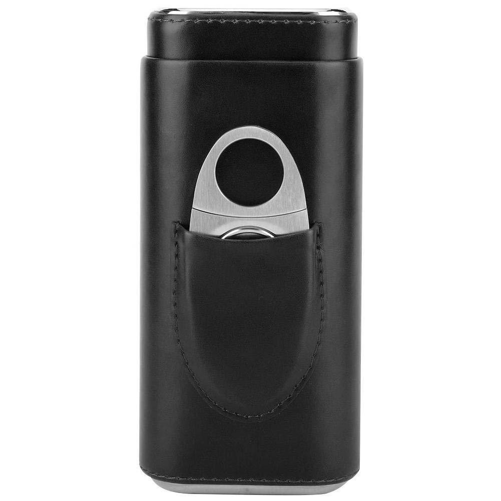 Personalized Cigar Cases Custom Laser Engraved Logo PU Portable Travel Cigar Humidor With Cigar Cutter