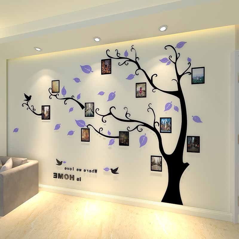 High quality 3d acrylic photo frame memory tree decoration living room sofa restaurant 3D wall stickers decor