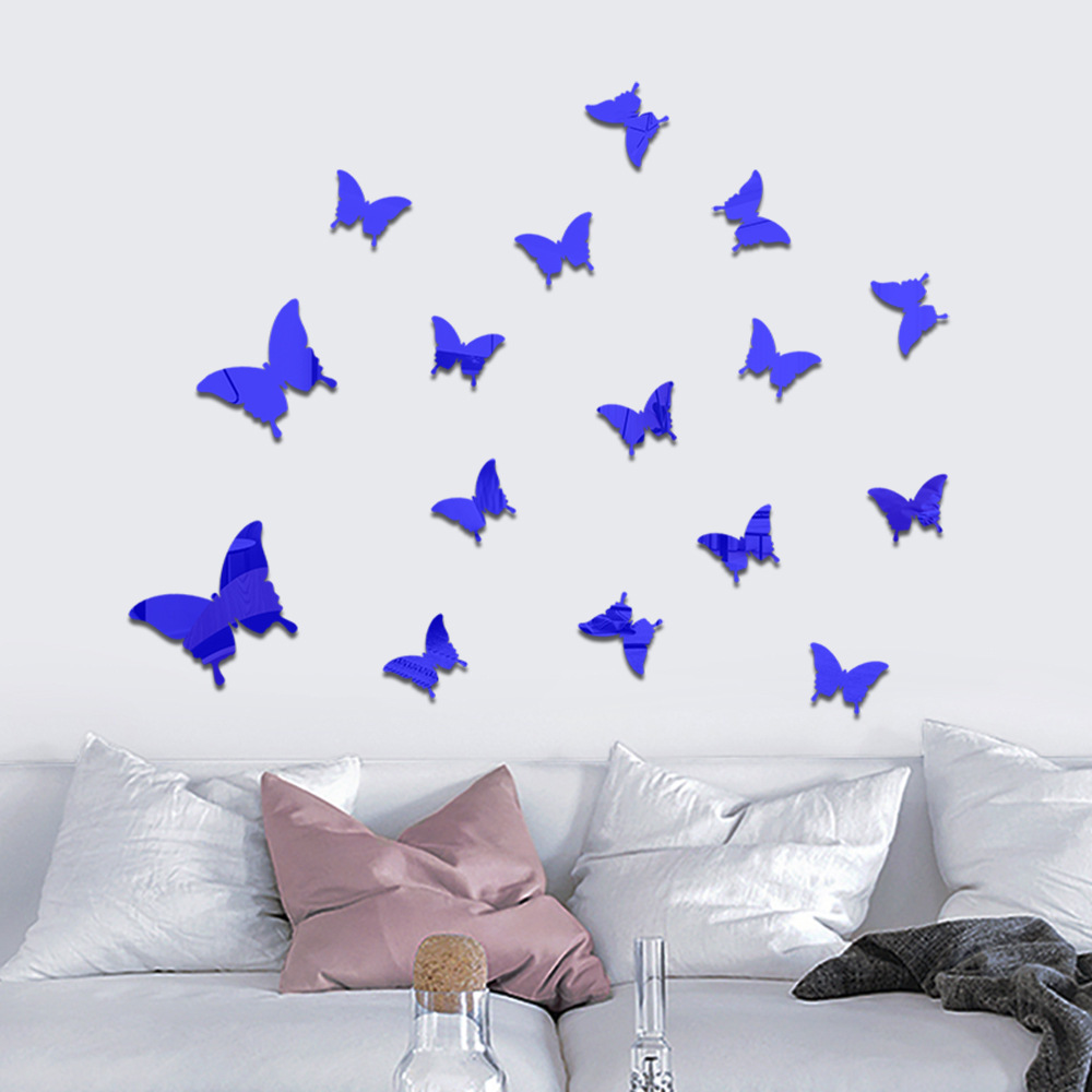 3D Mirror Wall Sticker Removable DIY Wall Decor Butterfly Wall Decal Art for Home Party Wedding Decorations