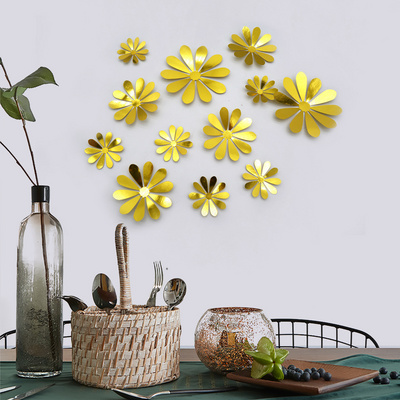 12pcs Wall Sticker Sunflower Simulation 3D Small Flower Wall Stickers Self-adhesive Bedroom Living Room Home Decoration