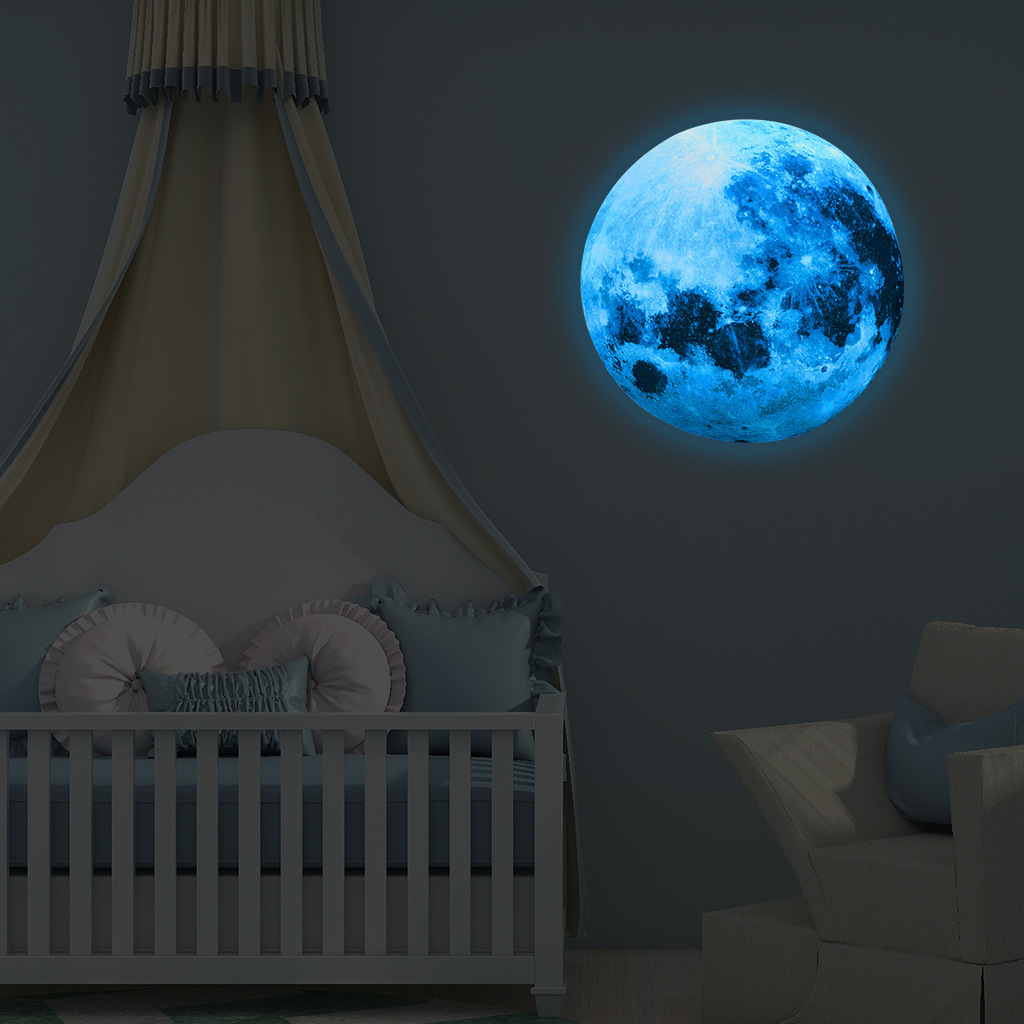 Luminous 3D Moon Wall Stickers For Kids Baby Room Bedroom Decoration Living Room Home Decals Glow In Dark Wallpaper 30cm