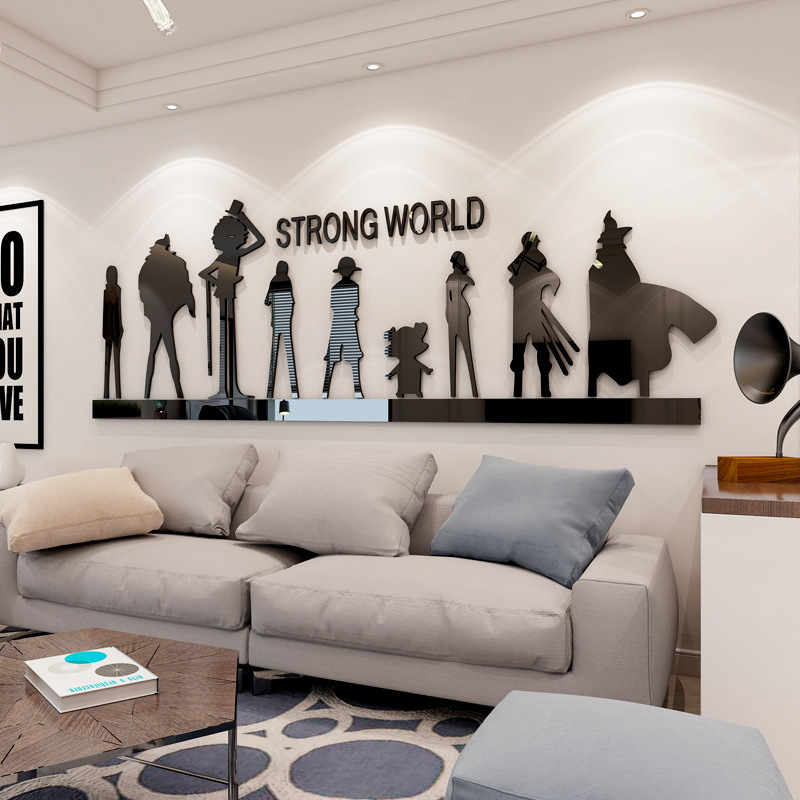 Anime One Piece Creative Wall Stickers Bedroom Living Room Background Wall Mirror Acrylic Children's Room Cartoon Wallpaper