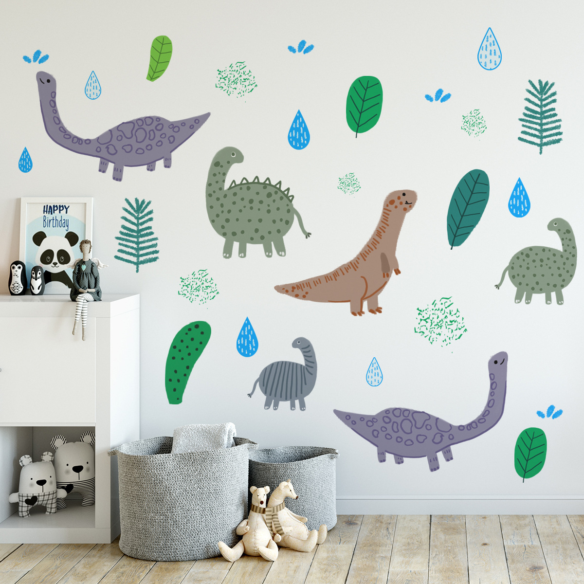 Factory Custom New Cartoon Animal Wall Sticker For Boys Bedroom Nursery Rome Wall Decals Cute Dinosaur Wall Stickers Wallpaper