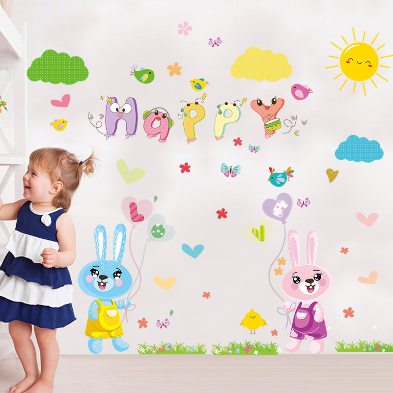 Children's Room Decor Bedroom Baby Nursery Wall Stickers for Kids Rooms Boys Kindergarten Decoration Wall Sticker Kawaii